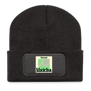 Tennis Matcha Grüner Tee - Recycelte Patch Beanie - Dunkelgrau - Vorne