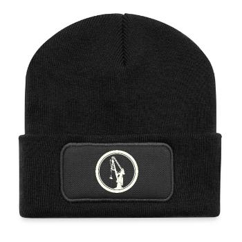 Hafenkran Silhouette 03 - Recycelte Patch Beanie - Schwarz - Vorne