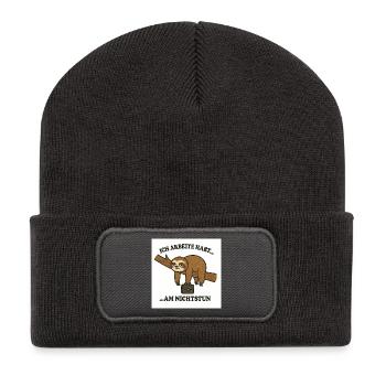 Sloth Work Motif - Recycled Patch Beanie - dark grey - Front