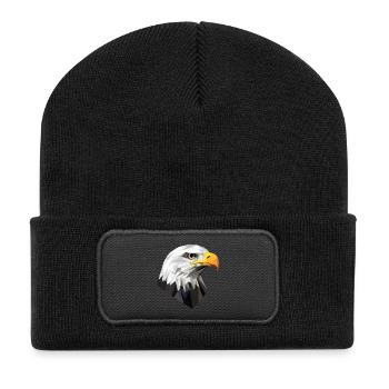 Conception du logo Low Poly de la tête d’aigle - Beanie recyclé à patch - noir - Devant