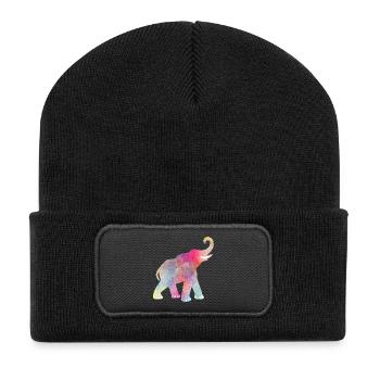 Yoga Holi Festival India Elephant colorful om - Recycled Patch Beanie - black - Front