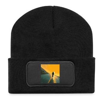 Kette rechts – Probleme links liegen lassen - Recycelte Patch Beanie - Schwarz - Vorne