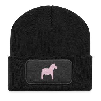 Dalapferd Punkte Dots skandinavisch Deko skandi - Recycelte Patch Beanie - Schwarz - Vorne