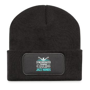 Synchronschwimmen Jazz Hände Schwimmer Humor - Recycelte Patch Beanie - Dunkelgrau - Vorne