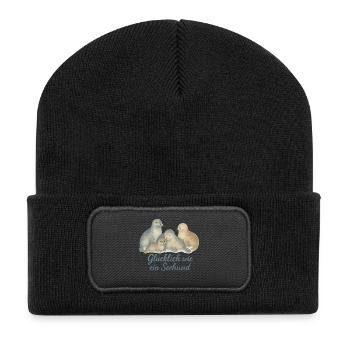 Happy seals in watercolor - Recycled Patch Beanie - black - Front