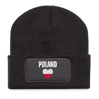 I love Poland, flag of Poland - Recycled Patch Beanie - dark grey - Front