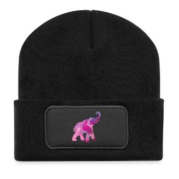 Elephant Yoga Pattern Color Watercolor Energy om Fan - Recycled Patch Beanie - black - Front