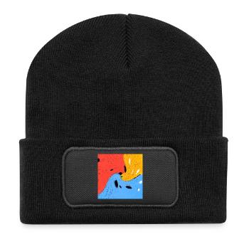 Verrückte Farben - Recycelte Patch Beanie - Schwarz - Vorne