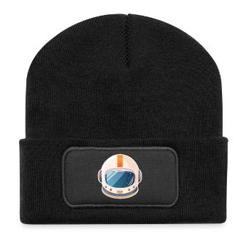 Casque spatial rétro - Beanie recyclé à patch - noir - Devant