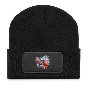 Oiseaux robot plage, lumière, joie, couleurs - Beanie recyclé à patch - noir - Devant