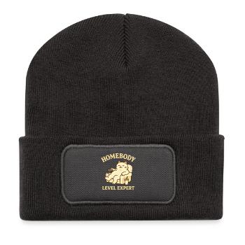 Stubenhocker: Level Experte - Recycelte Patch Beanie - Dunkelgrau - Vorne