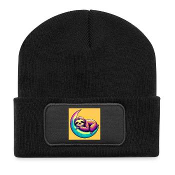 La paresse dort sur la Lune - Beanie recyclé à patch - noir - Devant