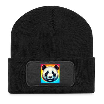 panda - Beanie recyclé à patch - noir - Devant