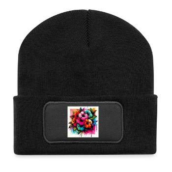 Hibiscus Flowers - Recycled Patch Beanie - black - Front