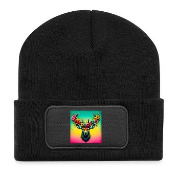Hirsch - Recycelte Patch Beanie - Schwarz - Vorne