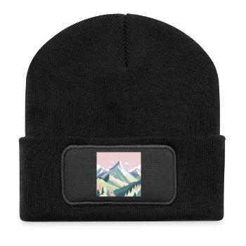 Abstract mountain landscape with pastel colors - Recycled Patch Beanie - black - Front