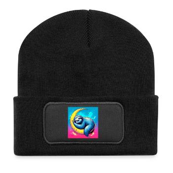 La paresse dort sur la Lune - Beanie recyclé à patch - noir - Devant