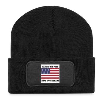Patriotic American Flag with Bold Text - Recycled Patch Beanie - black - Front