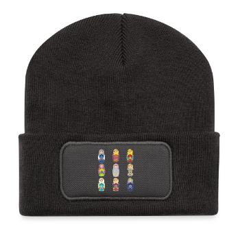 Matriochka Pop Art Designs. Matreshka / Matroshka - Beanie recyclé à patch - charbon - Devant
