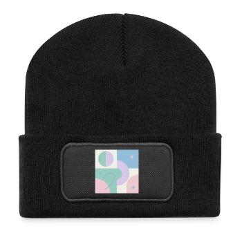 Pastel geometric cosmos design - Recycled Patch Beanie - black - Front