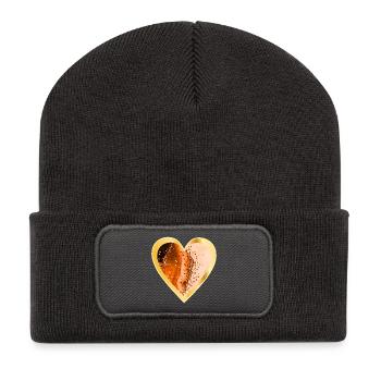 HEART LOVE ORANGE - Recycled Patch Beanie - dark grey - Front