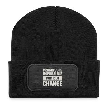 Motivational Quote on Gray Background Block Text - Recycled Patch Beanie - black - Front