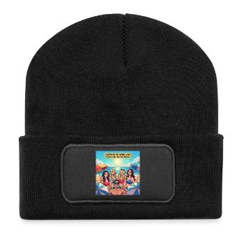 Boire jusqu’à ce que le soleil rit - Beanie recyclé à patch - noir - Devant