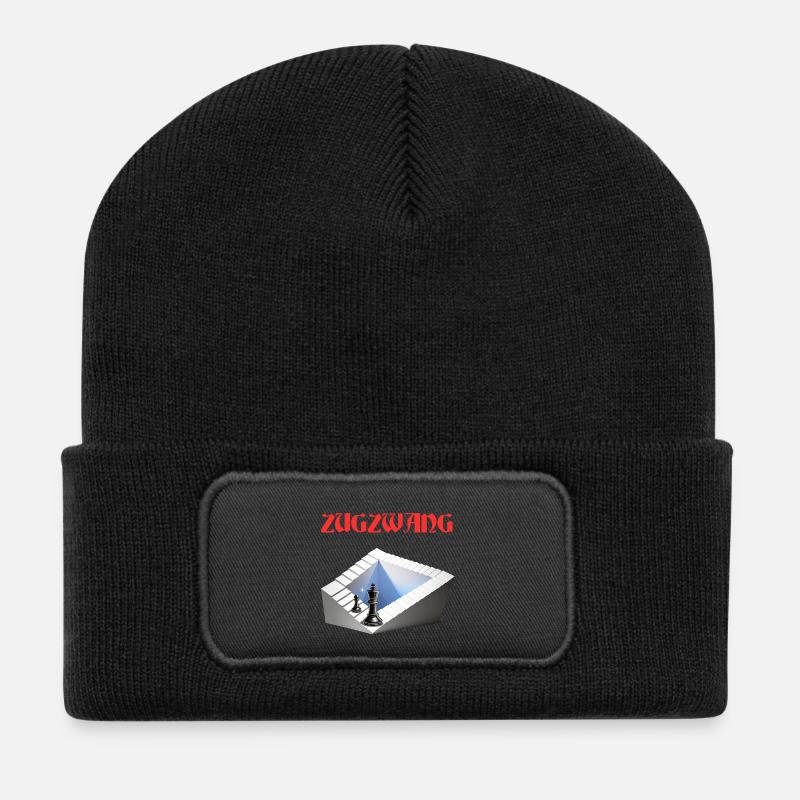 ZUGZWANG, Schach, Strategie und optische Kunst - Recycelte Patch Beanie - Schwarz