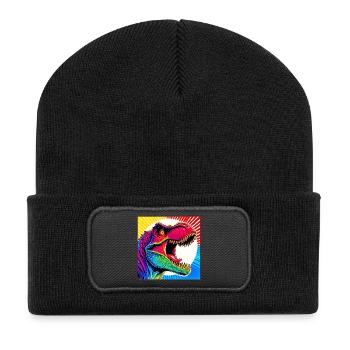 Dinosaurier - Recycelte Patch Beanie - Schwarz - Vorne
