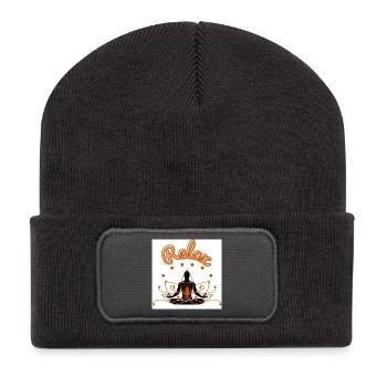 Relaxing Lotus Mindfulness Design - Recycled Patch Beanie - dark grey - Front