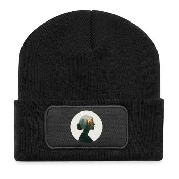 Forest dreams in women's profile - Recycled Patch Beanie - black - Front