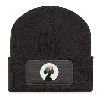 Forest dreams in women's profile - Recycled Patch Beanie - dark grey - Front