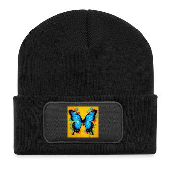 papillon - Beanie recyclé à patch - noir - Devant