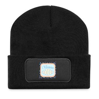 Franzbrötchen Schulkind 1. Klasse - Recycelte Patch Beanie - Schwarz - Vorne