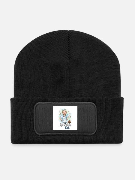 Caregiver Humorous Design with Coffee - Recycled Patch Beanie - black
