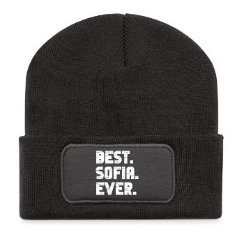 Best Sofia Ever Retro Gift Saying Birthday - Recycled Patch Beanie - dark grey - Front