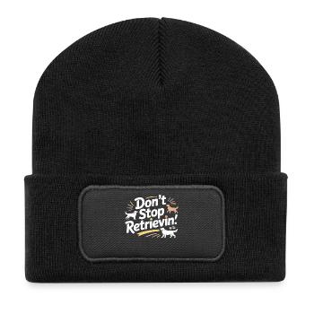 Hör nicht auf, den lustigen Hund zu apportieren - Recycelte Patch Beanie - Schwarz - Vorne
