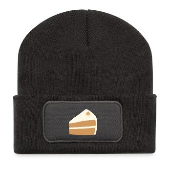 Nusskuchen-Scheiben-Design - Recycelte Patch Beanie - Dunkelgrau - Vorne