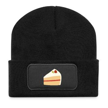 Illustration de tarte à la crème de fraise - Beanie recyclé à patch - noir - Devant