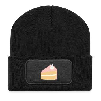 Festive Birthday Cake Illustration - Recycled Patch Beanie - black - Front