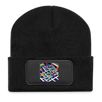 Abstractico Geometric Labyrinth - Recycled Patch Beanie - black - Front