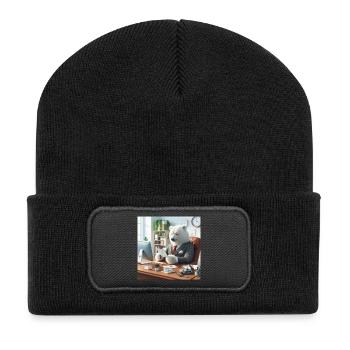 Bear in Chic Business Suit - Recycled Patch Beanie - black - Front
