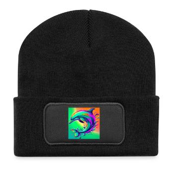 Delfin - Recycelte Patch Beanie - Schwarz - Vorne