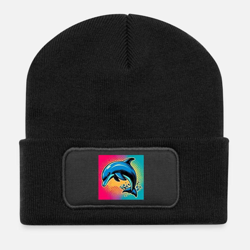 Delfin - Recycelte Patch Beanie - Schwarz