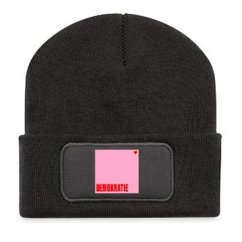 Politik Demokratie Herz - Recycelte Patch Beanie - Dunkelgrau - Vorne