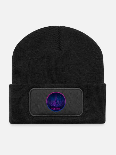 Paris Souvenir Cyberpunk - Beanie recyclé à patch - noir