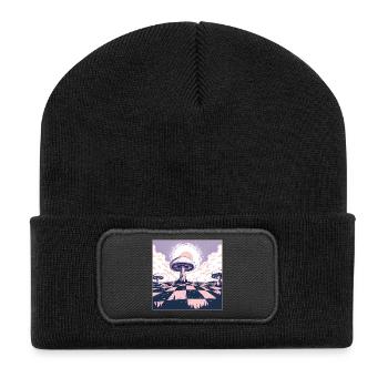 Dreamscape Pilz-Wunderland - Recycelte Patch Beanie - Schwarz - Vorne