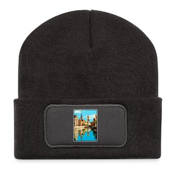 Gent Belgien Charmante Stadt Skyline Illustration - Recycelte Patch Beanie - Dunkelgrau - Vorne