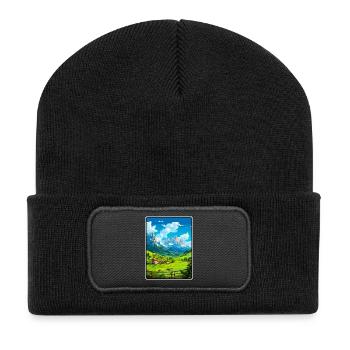 Sexten Dolomites Italy Alpine Village Scene - Recycled Patch Beanie - black - Front