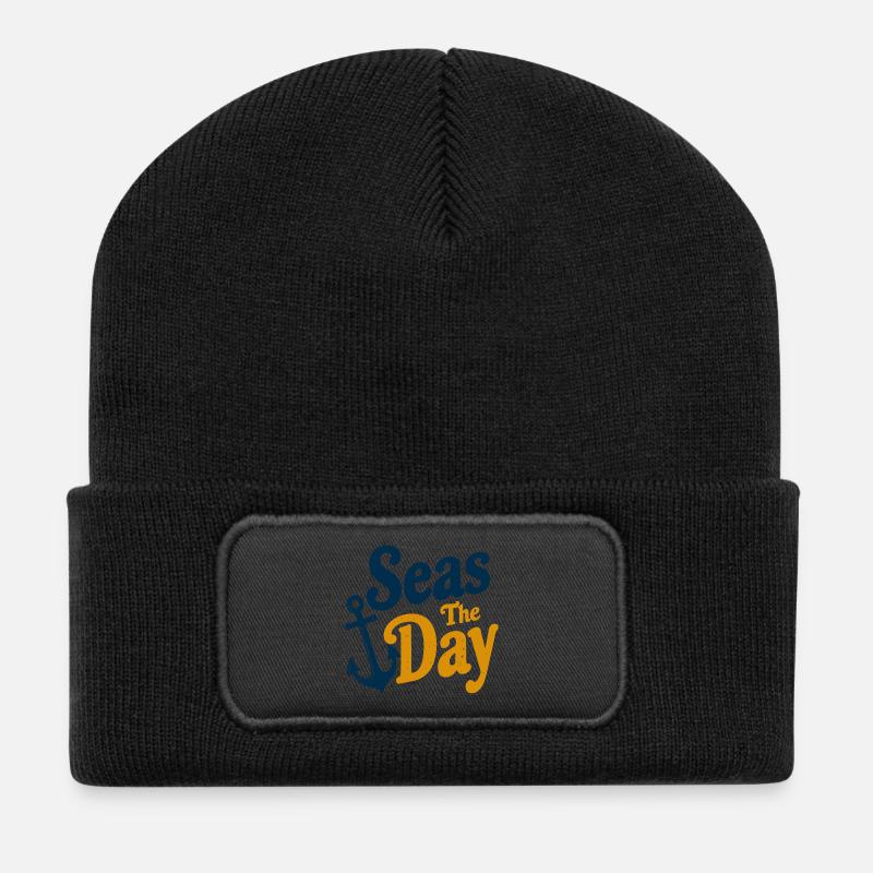 Seas The Day - Anker-Symbol - Recycelte Patch Beanie - Schwarz